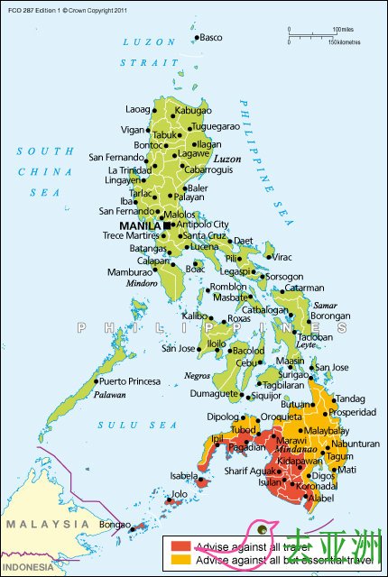 英国政府2015年发布的菲律宾安全地图